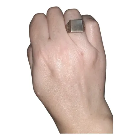 Anillo Sello Cuadrado Con 2 Coronas Oro Bajo Moneda Peruana