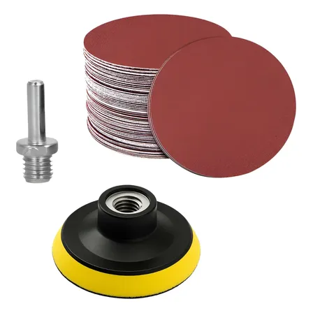 Lija + Base Velcro 75mm 100 Uni Redonda 3 Pulgadas Discos