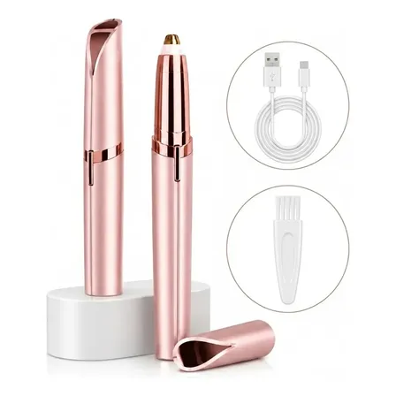 Depilador Facial Recargable USB para Cejas Sin Dolor, Color Rosa