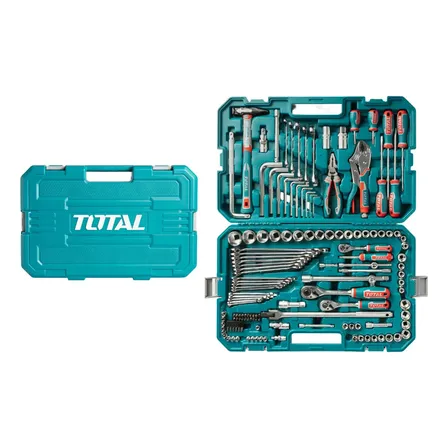 Set De Herramientas Manuales TOTAL Kit Juego de 142 Piezas Maletín Calidad Industrial