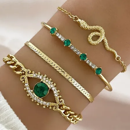 Set X4 Pulseras Minimalistas Mujer Dorado 6.7 Cm 23 Cm