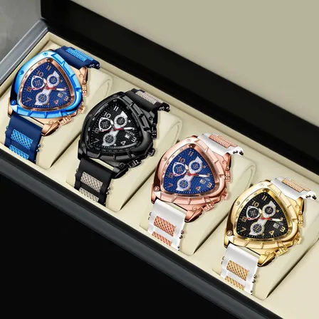 Juego De Relojes De Cuarzo Con Esfera Triangular De Tres Ojo