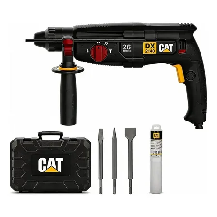Rotomartillo 800w 1100 Rpm 26 Mm + 3 Cinceles Sds Plus Cat Negro 50 Hz