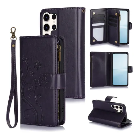 Funda Tipo Cartera Con Cierre Para Samsung S25 Plus Ultra, C