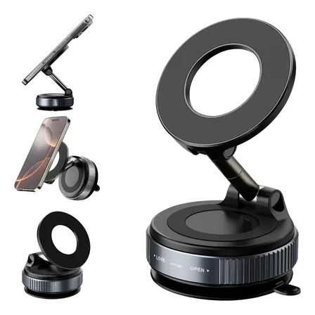Soporte Magnetico Auto Celular Telefono Ventosa 360 De Vacio Negro