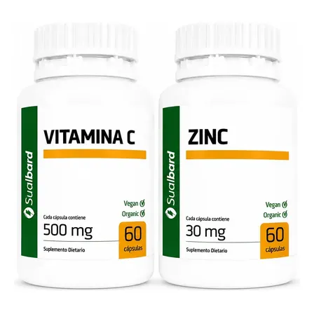 Vitamina C 500 Mg + Zinc 30 Mg Pack Defensas 60 Cápsulas C/u Característico
