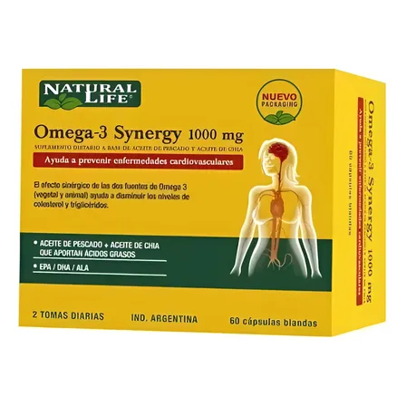 Omega 3 Synergy Chia + Fish Oil Natural Life X 60 Capsulas