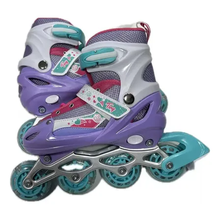 Patines Rollers Extensibles Infantiles 3 En 1 Tiny C/ Protec Talle 34-37 M 9 Mm Violeta