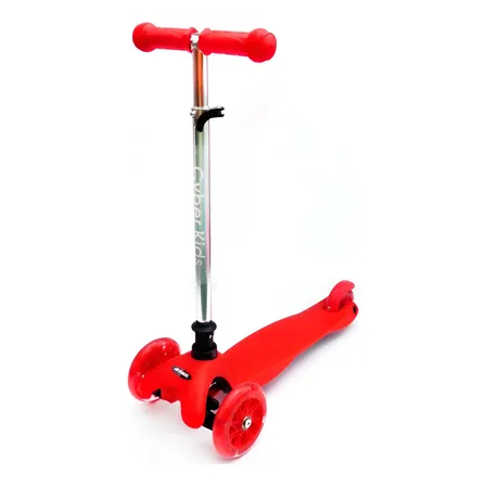 Monopatín Infantil Annezi Cyber Kids Rojo 3 Ruedas con Luces LED