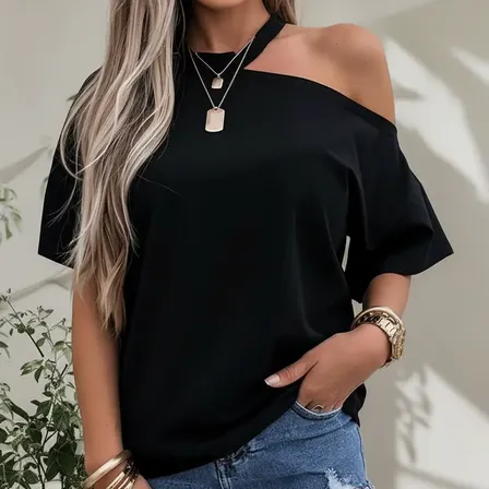Remera Blusa Talles Grandes Manga Corta Hombro Descubierto