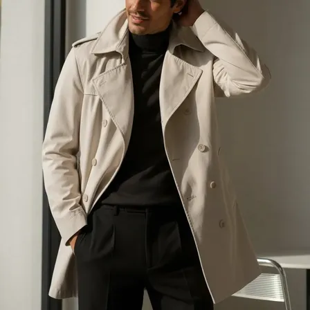 Trench Tapado Piloto Hombre Abrigo Elegante Bruxelles