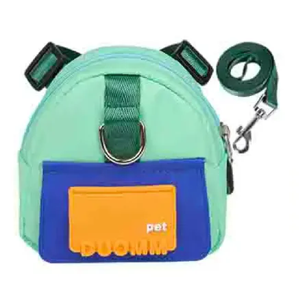 Arnes H Con Mochila Perros Con Correa Porta Bolsas Regulable Verde