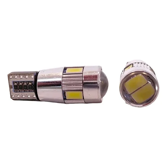 Lampara De Posicion T10 Cob Canbus 6 Puntas Con Lupa Blanco