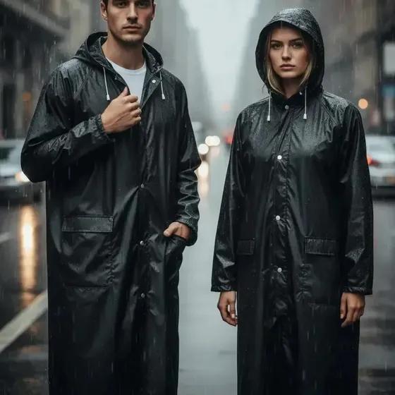 Piloto De Lluvia Unisex Adulto Liviano Reutilizable Plastico Negro 115x138x58