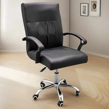 Silla Juvenil Ergonómica Patagonia Home Negro Altura Ajustable Ruedas Cuero Sintético