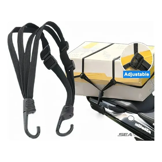 Soga Elástica Ajustable 90cm Con 4 Ganchos Para Moto