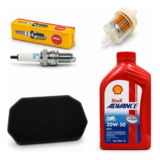 Kit Service Shell 20w50 Bujia + Filtros Zanella Zb 110 Coyot