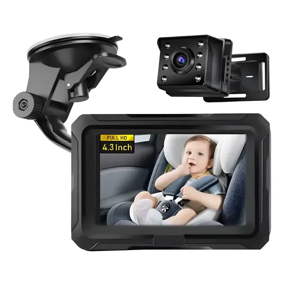 Cámara De Auto Para Bebé Hd 1080p Con Visión Nocturna 150o