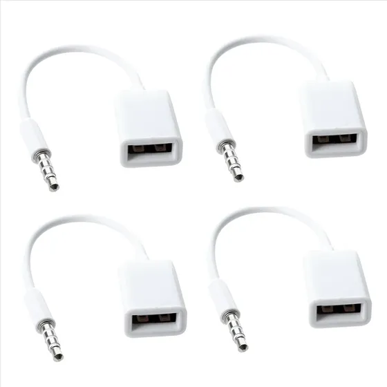 4 Conectores De Audio Aux Macho Para Mp3 De 3,5 Mm Para Coche A Usb 2.0 Hembra