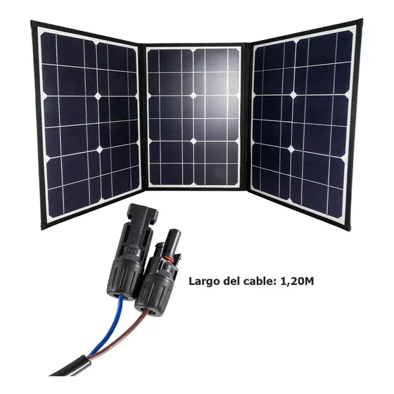 Panel Solar Plegable 52wp Salidas Mc4 Usb 5v Monocristalino Color Azul Oscuro Voltaje De Circuito Abierto 21.6v Voltaje Máximo Del Sistema 18v