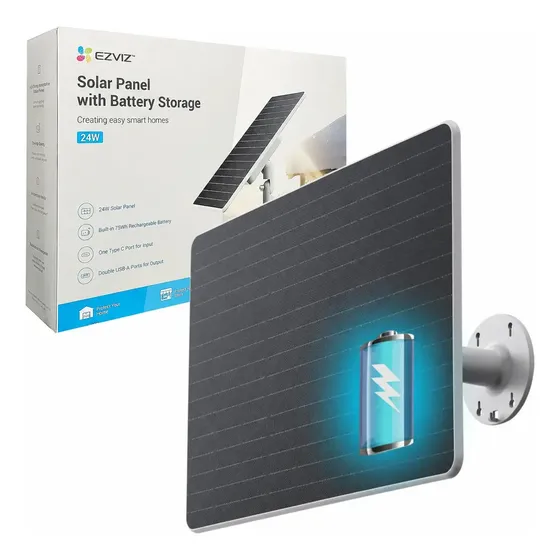 Panel Solar Con Bateria Para Camara Seguridad Ezviz Eb8 4g Color Negro Y Blanco Voltaje De Circuito Abierto 18.4v