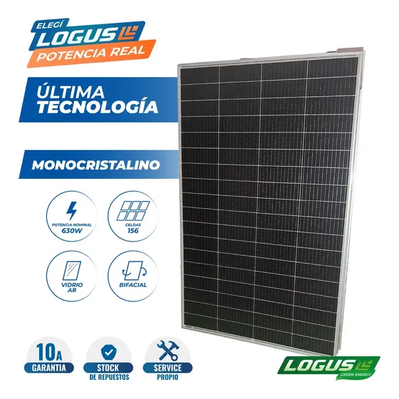 Panel Solar Logus Psl-630w 630w 156 Celdas Eficiente Azul 46v 55.87v