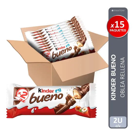 Kinder Bueno Oblea Rellena Con Leche Y Avellana Caja X15 Uni