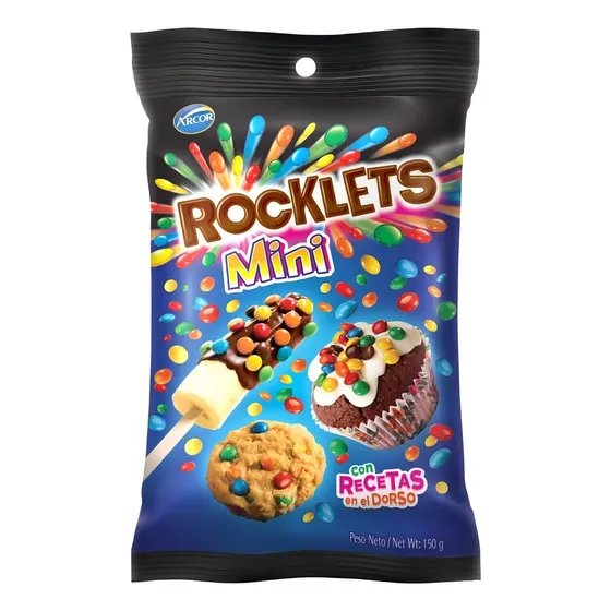 Rocklets Mini Lentejas De Chocolate Con Leche Bolsa 150g Arcor