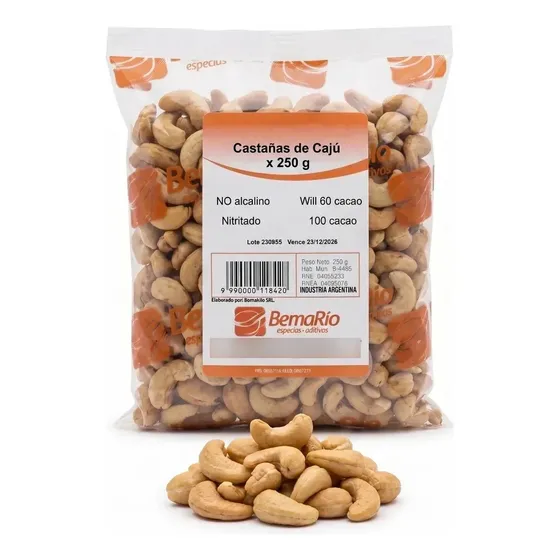 Castañas De Cajú W4 Bemarío 250g Fruto Seco Natural