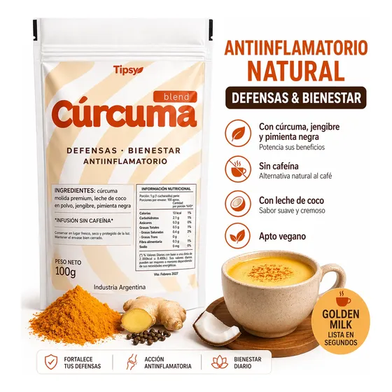 Infusion Leche Dorada Cúrcuma Golden Milk 100g Tipsy Detox