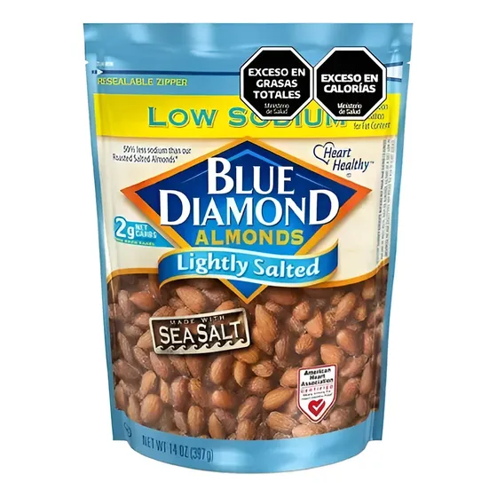 Almendras Bajas En Sodio Lighty Salted Blue Diamond 454 Gr