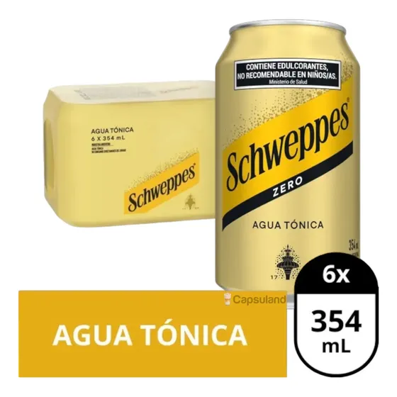 Nuevo! Pack 6 Latas Agua Tonica Sin Azucar ! Schweppes 354ml
