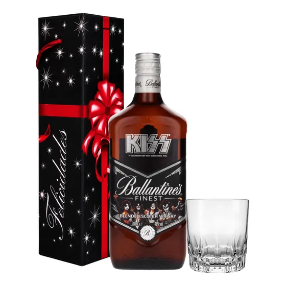 Whisky Ballantines Kiss Edición Rock 700cc + Vaso + Estuche