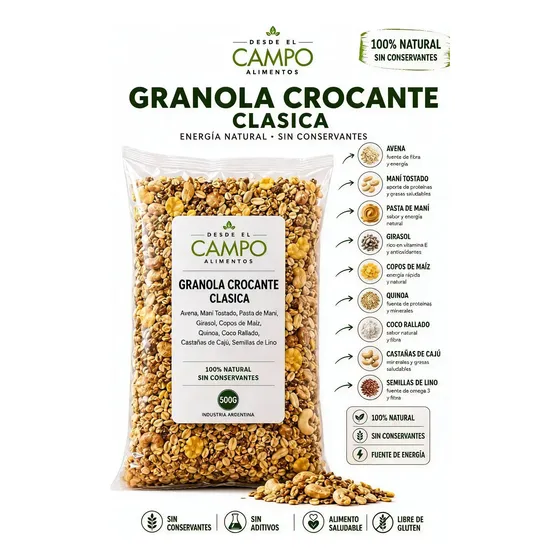 Granola Crocante Clásica Libre De Gluten Dec 500gr