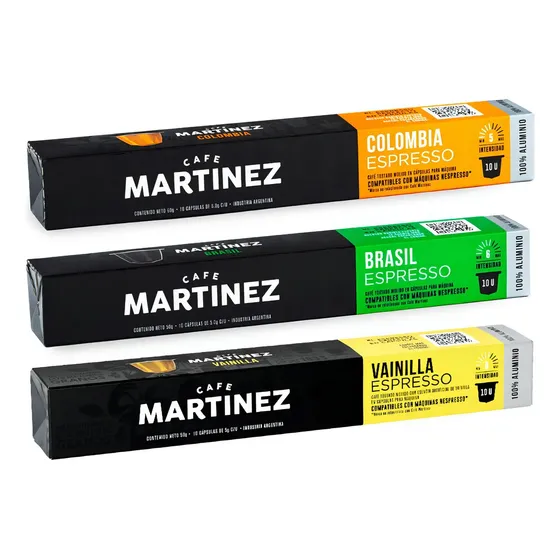 Café En Cápsulas Colombia Brasil Y Vainilla Café Martínez Compatible Nespresso Combo X 30 Unidades