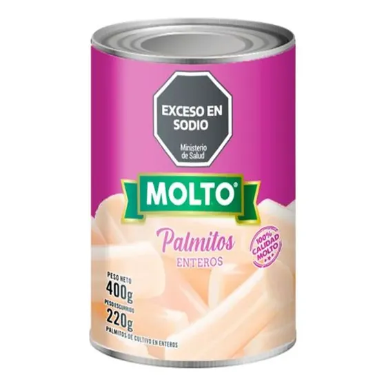 Palmitos Molto Enteros En Lata 400 Grs