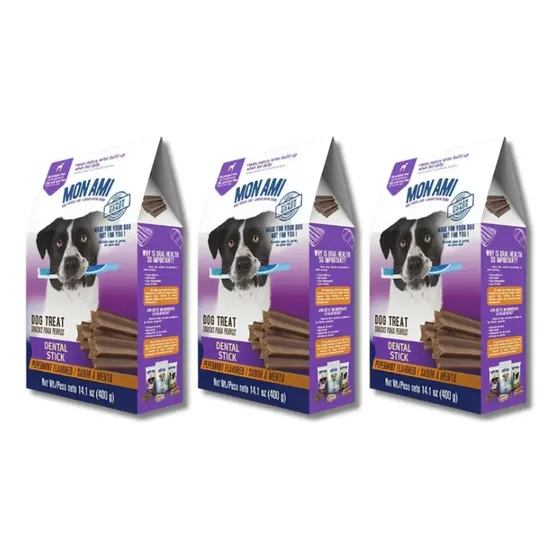 Snack Para Perro Mon Ami Dental Stick 400 Gr Pack X3 Premium