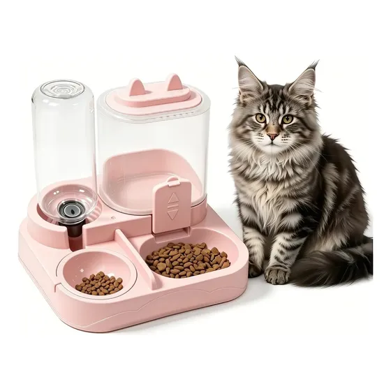 Comedero Y Bebedero Automático Para Gato 400ml 700 Rosa