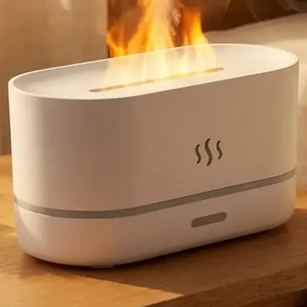 Humidificador Difusor Aromas Mtl Ultrasonico Efecto Llama Led Vapor Ambiente Aromaterapia Aceites Esenciales Apagado Automatico Hogar Oficina Dormitorio Diseño Moderno Minimalista Regalo Decoracion