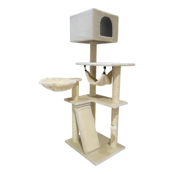 Rascador Torre Para Gato Venecia Felpa Sisal Gimnasio 50x40x130cm Bestia Peluda