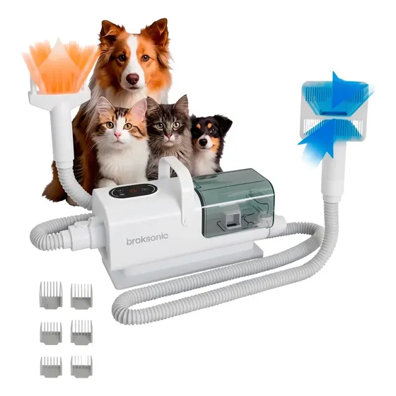 Aspiradora Secadora Aseo Gatos Perros Con Accesorios  8 En 1