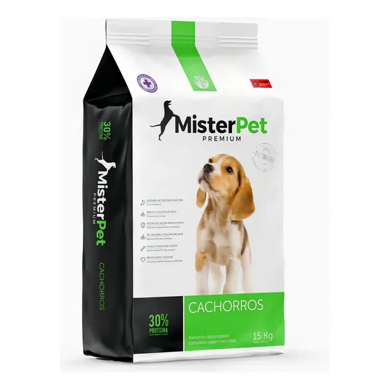 Mister Pet Alimento Seco Cachorros 15kg Carne Pollo Cereales 30% Proteína