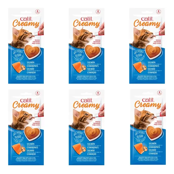 Snacks Para Gatos Catit Creamy Sabor Salmon Pack X6 Unidades