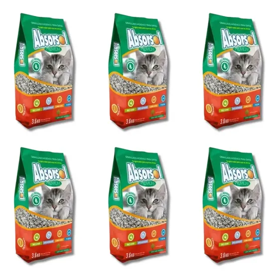 Piedras Para Gatos Absorsol Premium X 3,6 Kg X6 Unidades