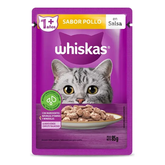 Whiskas Sobrecitos Pouch Sabor Pollo 85 Grs. X 12 Unidades
