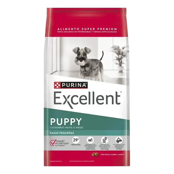 Alimento Purina Excellent Para Perro Cachorro De Raza Pequeña Sabor Pollo, Carne Y Arroz En Bolsa De 7,5 Kg