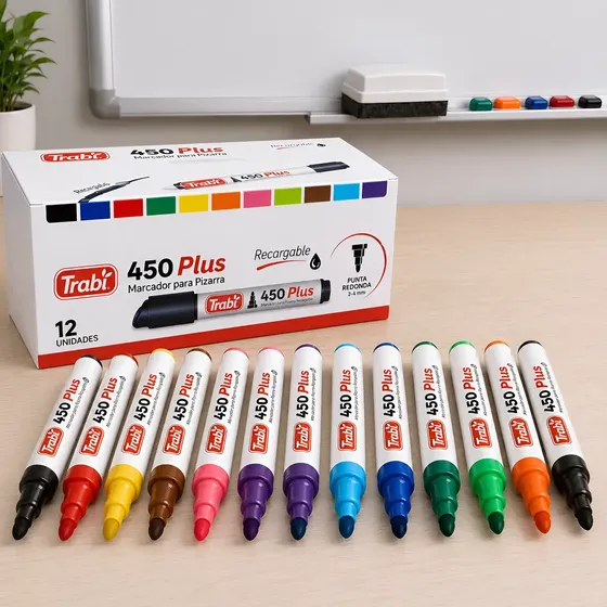 Kit X 12 Marcador Trabi 450 Para Pizarra Colores Surtidos