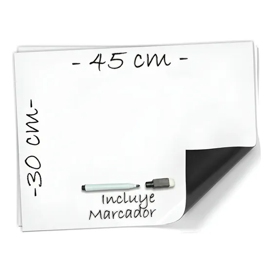 Pizarra Imantada Blanca + Marcador Lamina Heladera 30x45 Cm