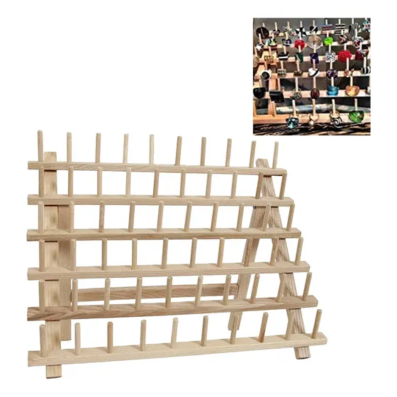 Organizador De Hilos De Madera, 60 Bobinas, Estante Plegable