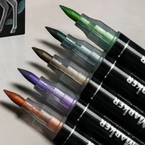 Marcadores Acrilicos Metalizados Punta Pincel Brush Marker X12pcs 24 Colores